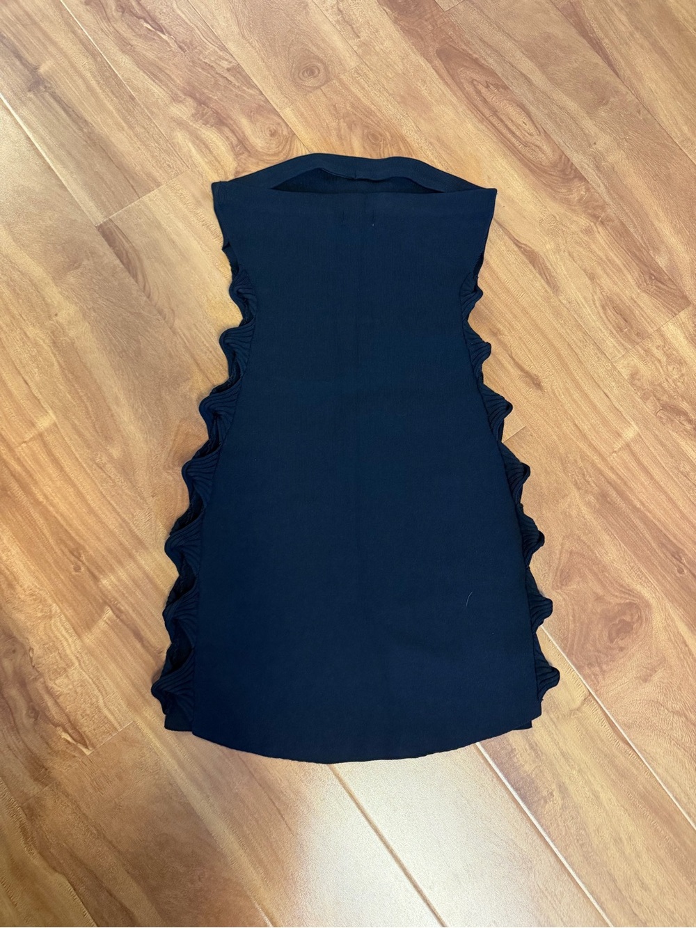 Meshki Black Strapless Mini Dress with Side Ruffle Details - Picture 2 of 4